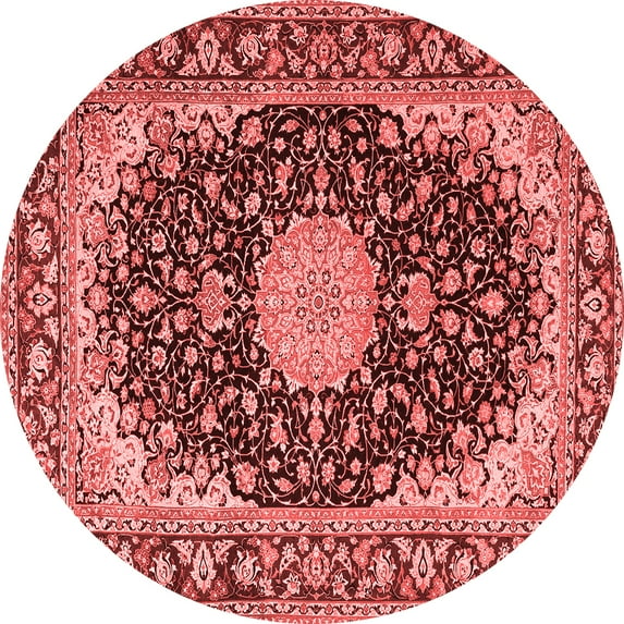 Ahgly Company Indoor Round Medallion Red Traditional Area Rugs, 3' Round