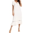 thumbnail image 5 of Nlife Women Strappy Ruffle Neck Short Sleeve Lace Spliced Hem Maxi Dress, 5 of 7