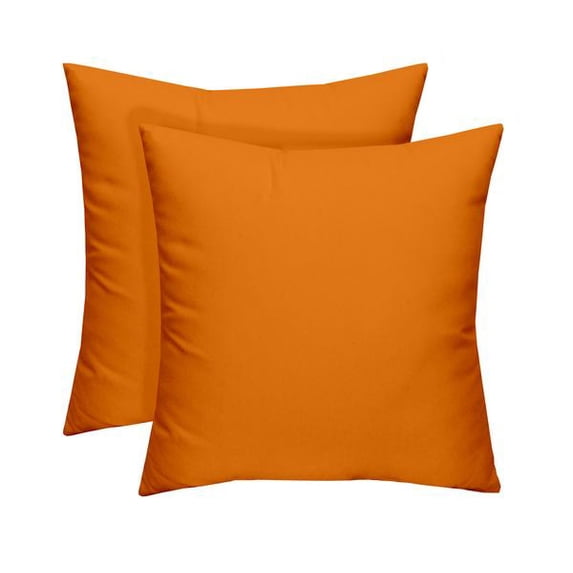 RSH Decor Set of 2 - Indoor/Outdoor Solid Tango Orange Decorative Throw/Toss Pillow - (20" x 20") Choose Size and Choose Color