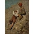 thumbnail image 3 of Franz von Lenbach 11x14 Black Modern Framed Museum Art Print Titled - Two Peasant Boys on a Slope (1859), 3 of 5