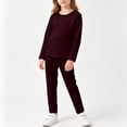 thumbnail image 5 of NAISIBABY Girls 2 Piece Loungewear Set,Long Sleeve Crew Neck Shirt and Elastic Waist Pants Home Clothes Daily Casual Wine Size 7, 5 of 6