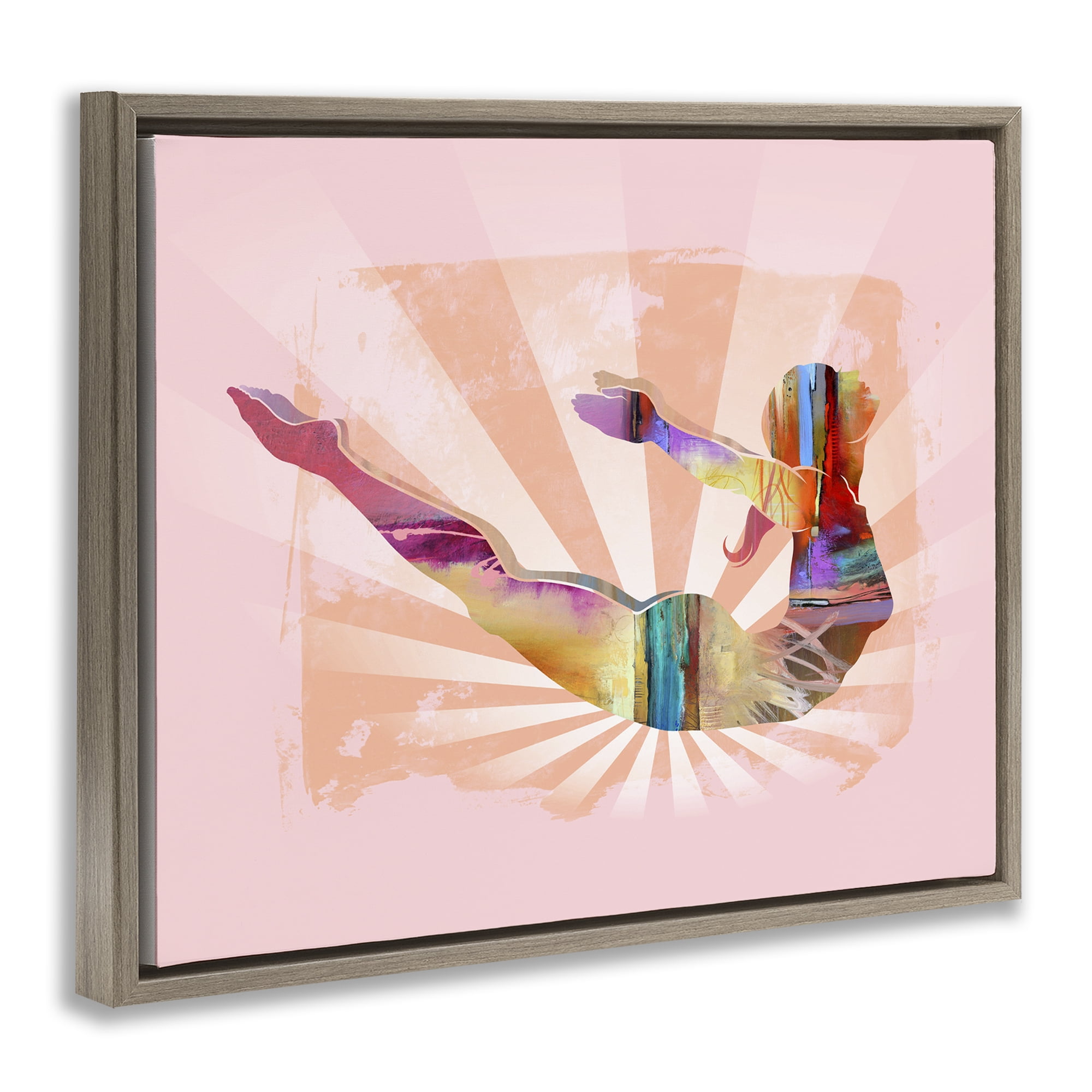 Stupell Industries Abstract Mindfulness Exercise People Painting Brown Floater Framed Canvas Art Print Wall Art, 31 x 25