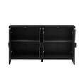 thumbnail image 5 of Vintage Sideboard Buffet Cabinet, Rubberwood Storage Cabinet with 4 Doors and Adjustable Shelves, Console Table with Water Wave Door Design for Living Room Entrance, Black, 5 of 9