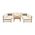 thumbnail image 5 of Outdoor Wood Sofa Set, Wood Structure Furniture Sectional Sofa Set, Patio Sectional Seating Group with Coffee Table and Soft Cushions (Brown Mix,Teak+ Beige), 5 of 9