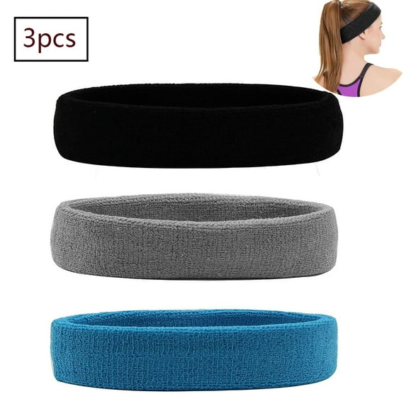 Sports Headband Women Men Sweatbands Head Forehead Cotton Terry Headband Sports for Running Bike Jogging Tennis Soccer