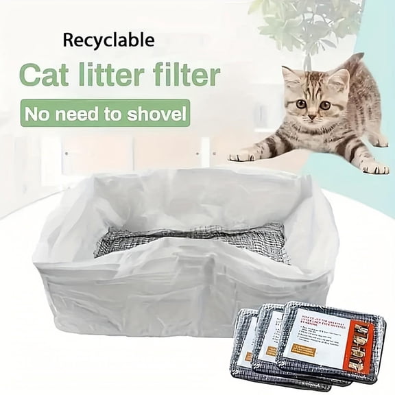 10 Pack Sifting Litter Box Liners 18 X 14 Inch Disposable Cat Litter Filter Bags Pet Cat Supplies for Standard Litter Boxes Daily Cat Care Home Use
