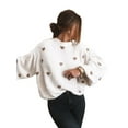 thumbnail image 3 of Women'S Oversized Heart Sweater Long Sleeve Crewneck Drop Shoulder Cute Knit Tops Jumper White S, 3 of 10
