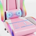 thumbnail image 3 of Mr IRONSTONE Gaming Chair with Bluetooth Speakers and RGB LED Lights, Ergonomic Massage Computer Chair with 3D Armrests and Footrest, Pink/White, 3 of 8