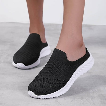 

XIAQUJ Womens Shoes Solid Color Casual Shoes Mesh Hollow Breathable Fashion Flat No Heel Sport Shoes Women s Fashion Sneakers Black 8(39)