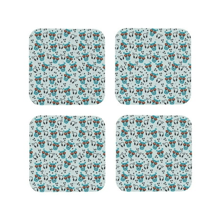 

Coasters Set of 4 - Cute Dog music Drink Coasters for Tabletop Protection Leather Coasters for Living Room Decor and Housewarming Gift Square