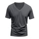 thumbnail image 5 of Playera Elvqul para Hombre Casual Manga Corta Liso Gris Oscuro Cuello V Gym, 5 of 9