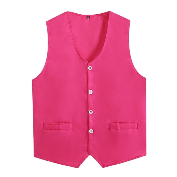 Zaldita Gilet de Bénévole pour Enfants Gilet d'Activité Costume Couleur Unie Sans Manches Fête Activités Uniforme d'Équipe Rose Vif P/10