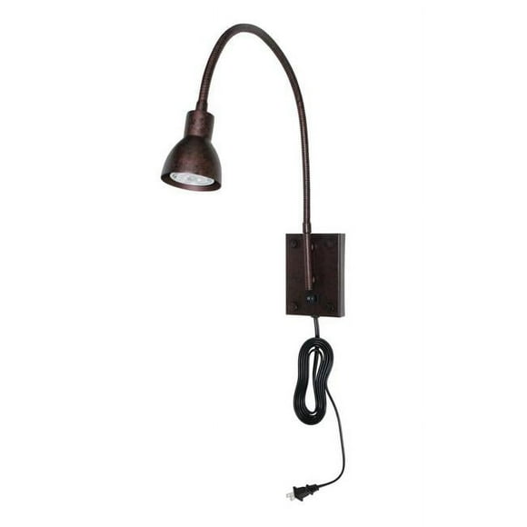 Benjara BM225089 Lampe de Lecture Murale Ronde en Métal avec Interrupteur à Brancher, Bronze