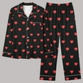 thumbnail image 4 of Diufon Loungewear Set for Women Lapel Collar Button Down Long Sleeve Tops Heart Printed Pajamas Set, 4 of 5