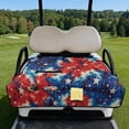 thumbnail image 3 of COEQINE Quilted Golf Cart Seat Cover, Folds Design with Handle for Easy Carry, Universal Fit 51.2x30.3 Inch for EZGO Yamaha Club Car 2-Seater, 4 Front Pockets, Vintage USA US American Flag Tie-dye, 3 of 8