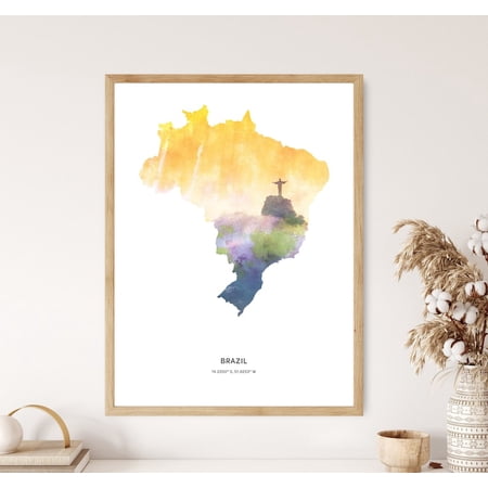 Brazil Print | Brazil Watercolor Print | Brazil | Brazil Poster | Brazil Map Art | Map of Brazil