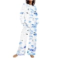 thumbnail image 2 of Puntoco Traje De Pantalón Y top De Cuello Redondo De Manga Larga Con Estampado Informal De Verano Para Mujer Azul Claro L, 2 of 5
