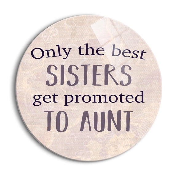 Best Sister Aunt Lavender Heart 24 inch Glass Round Wall Hanging Sign