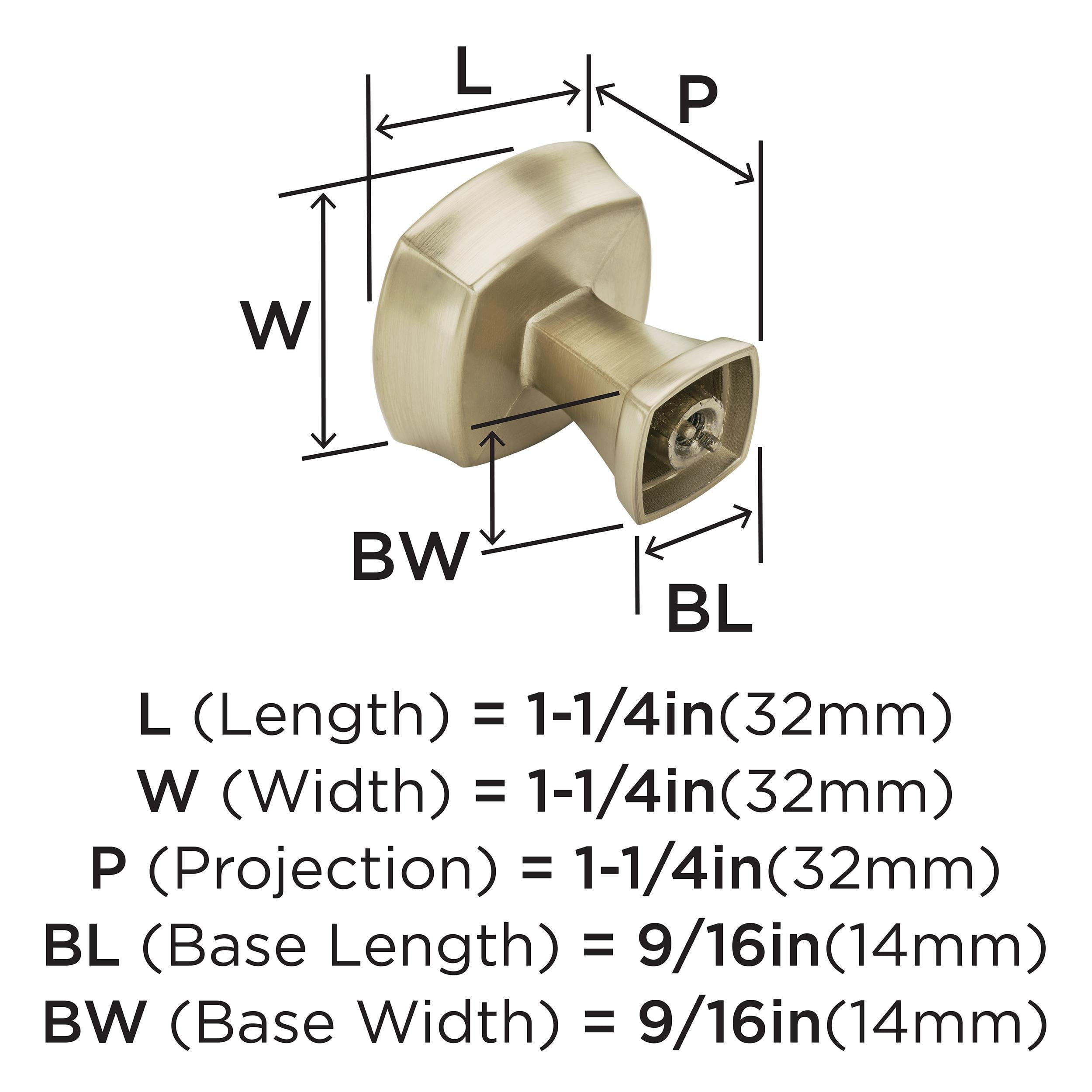 Amerock Stature 1-1/4 inch (32mm) Length Golden Champagne Cabinet Knob - 10 Pack
