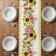 thumbnail image 6 of Sunflower Table Runner - 60 Inch Long, Kitchen Dining Table Runner Dresser Scarves, Pink Yellow Floral Elegant Pastoral Botanical Farmhouse Decor for Coffee Tables Wedding Party Banquet, 6 of 8