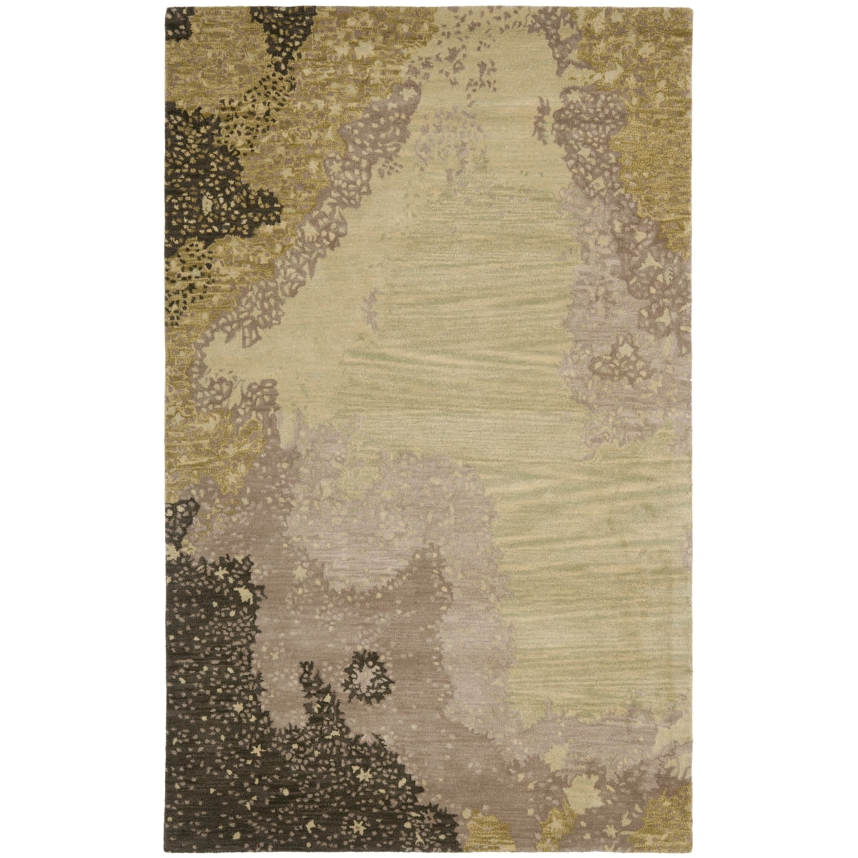 SAFAVIEH Soho Jeptha Abstract Wool Area Rug, Sage/Multi, 6' x 6' Square