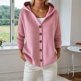 thumbnail image 2 of Kureaily Knitted Hooded Cardigan Coat With Buttons Pure Color Casual And Fashionable Women's Wear For Autumn And Winter Long Sleeve Cardigan, 2 of 4