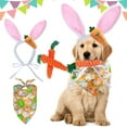 thumbnail image 5 of OutmaxHome Dog Easter Bunny Costume, Pet Rabbit Ears Headband, Egg Dog Bandana, Carrot Dog Toy Set, Easter Dog Costumes for Small Dogs Cat Puppy Party Apparel Easter Halloween Accessory Headwear, 5 of 6