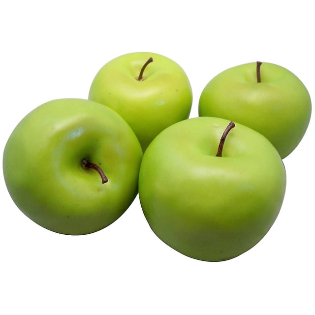 4 manzanas-frutas verdes artificiales grandes