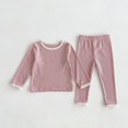 thumbnail image 2 of AherBiu Baby Clothes Unisex Fall Long Sleeve Crewneck Tops with Pants Basic Solid Color Infant Outfits, 2 of 5