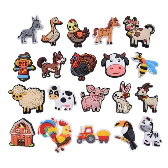 Cartoon Cute Rural Animal Pvc Soft Rubber Shoe Decoration Creative DIY Hole Shoes Flower Shoe Buckle