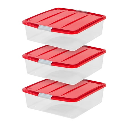 IRIS 20" Set of 3 Wreath Storage Box - Red