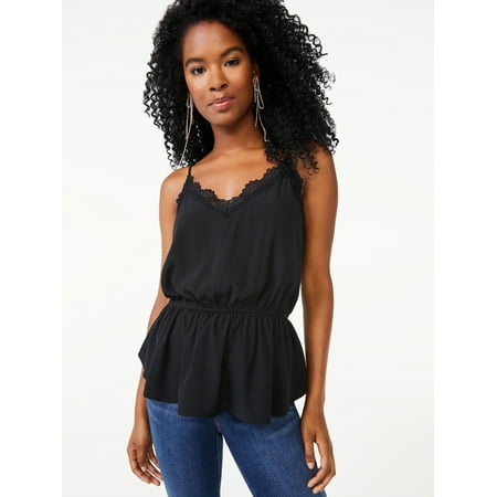 Scoop Women's Lace Peplum Cami Top