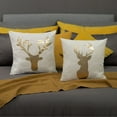 thumbnail image 6 of JWH Christmas Reindeer Pillow Cover Gold Foil Print Throw Pillow Case Standard Square Deer Accent Pillow Covers for Room Simple and Rustic Decoration 20x20Inch, 6 of 8