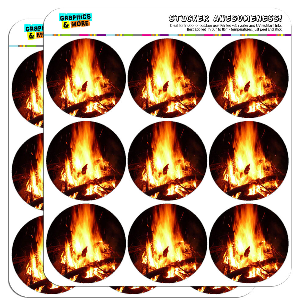 Campfire Camp Camping Fire Pit Logs Flames 2" Scrapbooking Crafting Stickers