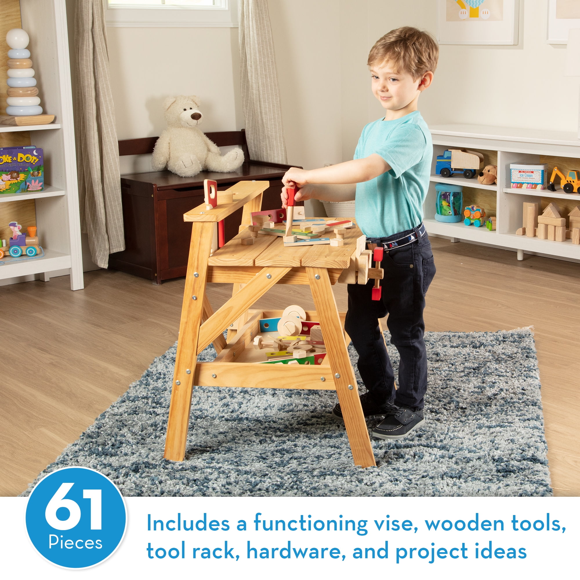 Melissa Doug Solid Wood Project Workbench Play Building Set Walmart