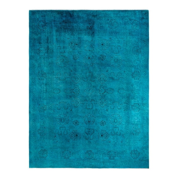 Contemporary Overdyed Wool Hand Knotted Blue Area Rug 8' 0" x 10' 6"