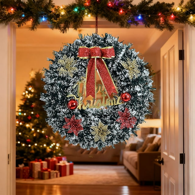 Christmas Artificial Wreaths Decorative Ribbons Door Hangings Scene Decorations Wall Hangings Home Wall Ornaments Suitable For Christmas Decorations