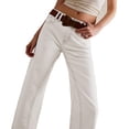 thumbnail image 2 of Women Middle Waist Light Washed Straight Leg Denim Pants Casual Ankle Jeans, 2 of 6