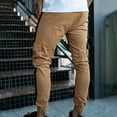 thumbnail image 4 of HUPOM Mens Dress Pants Regular Fit Pants Men Cargo Mid Waist Rise Short Slim Bootcut Khaki 2XL, 4 of 8