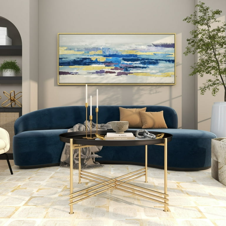 画材 to Free Shipping! DecMode 71 x 32 Abstract Blue Canvas Wall Art with