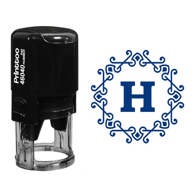Printtoo Octagon Celtic Swirl Frame H Alphabet Monogram R-40 Self Inking Rubber Stamp Office Stationary-Blue