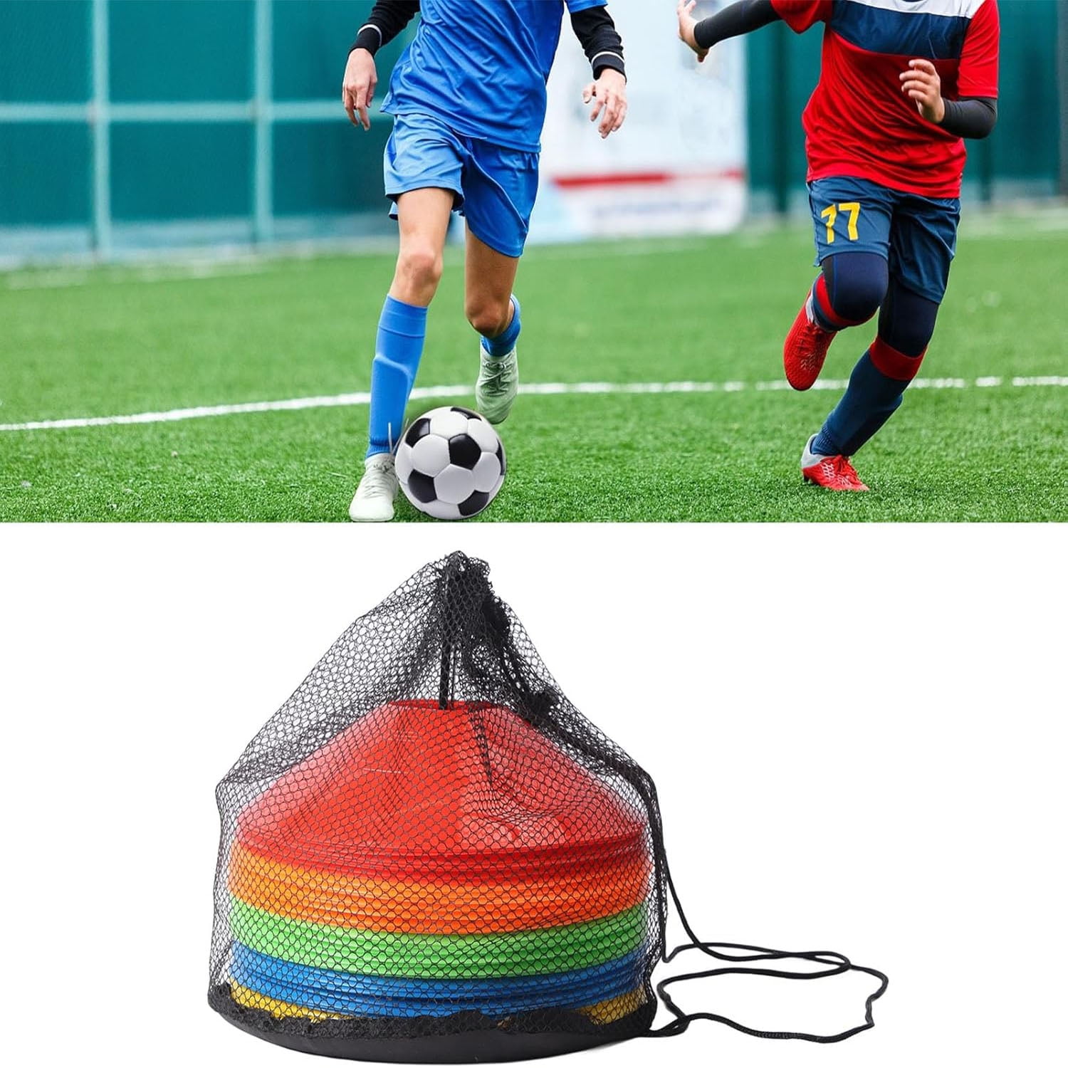 50-Pack Soccer Training Cones with Carry Bag & Holder – Agility Disc Cones for Football Drills, Sports Practice & Fitness
