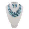 thumbnail image 3 of Bocar Fashion Crystal Faux Turquoise Beads Chunky Collar Statement Jewelry Set for Women, with Earrings, Blue, 19 inches (NK-10260-turquoise blue), 3 of 5