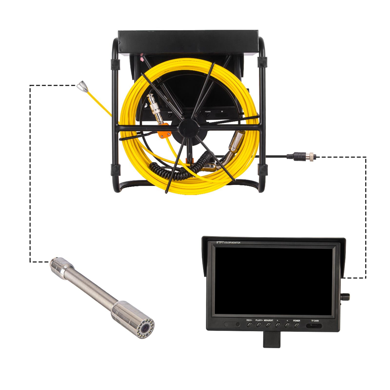 Eccomum Borescope, 9”Industrial  Camera with Light,1080P  Inspection Camera,IP68 Waterproof Snake Camera with 12 LED Lights,Scope Camera for Home/Pipe/Automotive(65.6FT/ 98.4FT/164FT)