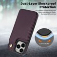 thumbnail image 6 of Decase Premium Wallet Phone Case for iPhone 14 Pro,Shockproof Luxury Leather Kickstand Card Slots Case for Women Men,Double Magnetic Clasp Flip Leather Wallet Cover with Shoulder Strap,Darkpurple, 6 of 7
