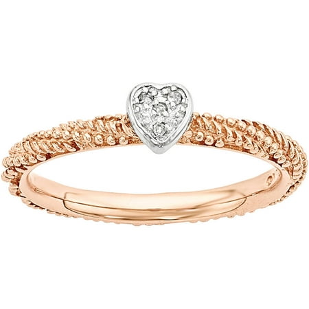 Stackable Expressions Diamond Sterling Silver Rose Gold-Plated Heart Ring