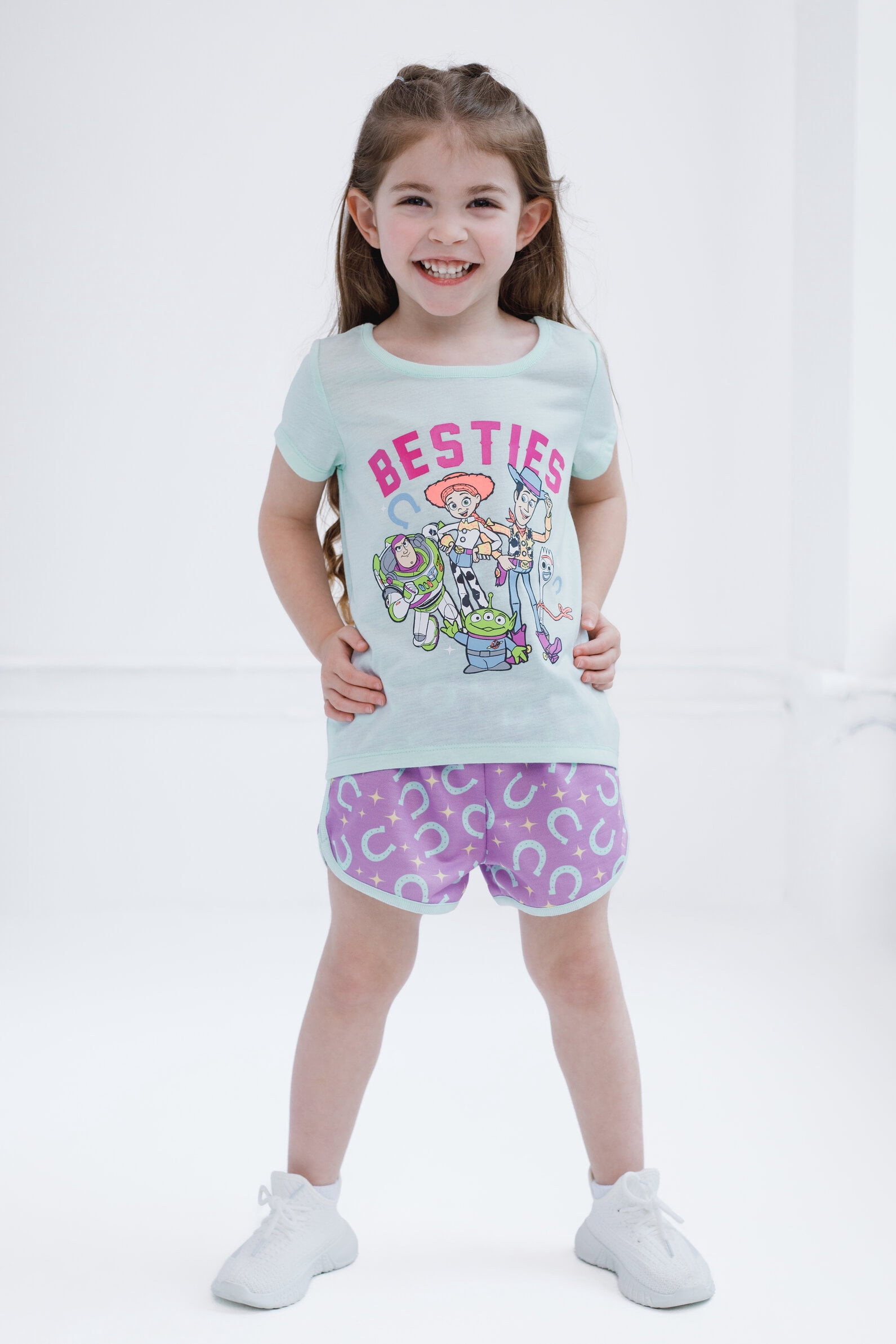 Disney Toy Story Woody Buzz Lightyear Jessie T-Shirt and French Terry Dolphin Shorts Outfit Set Toddler to Big Kid