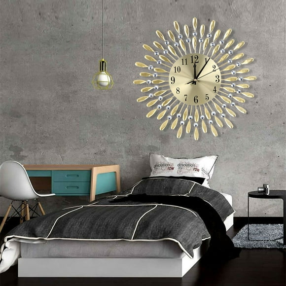 Living Room Hanging Quartz Clock Wrought Iron Creative Clocks Electronic Quartz Clocks Light Luxury Color Home Wall Decoration