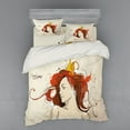 thumbnail image 2 of Modern Duvet Cover Set, Muse Woman Portrait in Grunge Style Hand Drawn Mystic Beauty Picture, Bedding Set with Shams and Fitted Sheet, 3 Sizes, by Ambesonne, 2 of 3