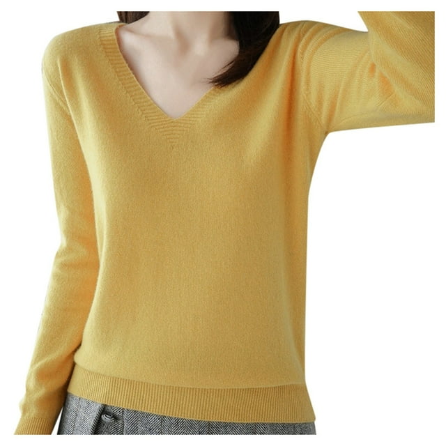 Kcodviy Women Solid Color Long Ladies Tops Plus Size Sleeve Knit Sweater Top Womens Plus Size Shirts Wool Pullover Sweater Base Fall Tops for Women Sweater for Women